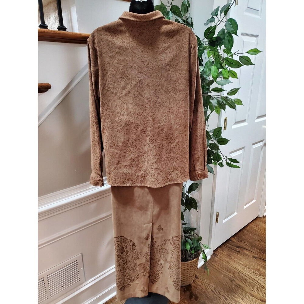 Norton Women's Brown Polyester Collared Shirt & Maxi Skirt 2 Piece Suit Size 12 - Picture 6 of 12